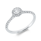 Ring 18 kt WG, 1 Brill. 0,21 ct, gelb-vsi/si, 30 Brill. 0,19 ct, TW-vsi/si