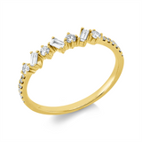 Ring 18 kt GG, 3 Bag. 0,10 ct, TW-vsi/si, 16 Brill. 0,16 ct, TW-si