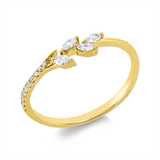 Ring 18 kt GG, 4 Nav. 0,14 ct, TW-vsi/si, 10 Brill. 0,06 ct, TW-si