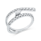 Ring 18 kt WG, 1 Nav. 0,19 ct, TW-vsi, 26 Brill. 0,64 ct, TW-si