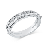 Ring 18 kt WG, 9 Bag. 0,40 ct, F-vsi, 21 Brill. 0,22 ct, F-si