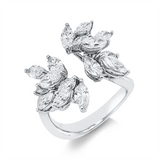 Ring 18 kt WG, 8 Nav. 1,63 ct, F-vsi, 8 Nav. 0,90 ct, F-vsi