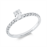 Ring 18 kt WG, 1 Oval 0,31 ct, F-vsi, 14 Brill. 0,17 ct, F-si