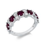 Ring 18 kt WG, 12 Brill. 1,68 ct, TW-si, 5 Rubine 1,94 ct rot