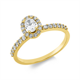 Ring 18 kt GG, 14 Brill. 0,18 ct, F-si, 1 Oval 0,19 ct, F-vsi, 14 Brill. 0,08 ct, F-si