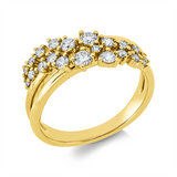 Ring 14 kt GG, 2 Brill. 0,12 ct, W-si/pi, 1 Brill. 0,07 ct, W-si/pi, 17 Brill. 0,32 ct, W-si/pi