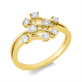 Ring 14 kt GG, 4 Brill. 0,20 ct, W-si/pi, 2 Brill. 0,12 ct, W-si/pi, 2 Brill. 0,09 ct, W-si/pi