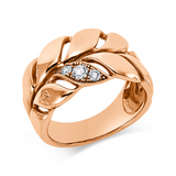 Ring 18 kt RG, 1 Brill. 0,08 ct, TW-si, 2 Brill. 0,07 ct, TW-si
