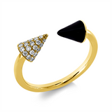 Ring 18 kt GG, 39 Brill. 0,26 ct, TW-si, 1 Emaille schwarz