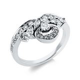 Ring 18 kt WG, 2 Nav. 0,10 ct, TW-si, 5 Tropfen 0,33 ct, TW-si, 21 Brill. 0,33 ct, TW-si