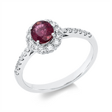 Ring 18 kt WG, 24 Brill. 0,38 ct, TW-si, 1 Rubin 0,72 ct rot