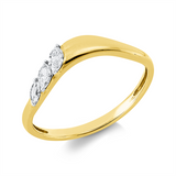Ring 18 kt GG+WG, Fassung rhodiniert, 3 Nav. 0,18 ct, TW-vsi