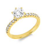 Ring 18 kt GG, GIA 7531270244, 1 Brill. 1,00 ct, W-si1, 14 Brill. 0,27 ct, TW-si