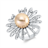 Ring 18 kt WG, 136 Brill. 0,94 ct, F-si, 1 SS gold 12,5 mm
