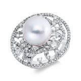 Ring 18 kt WG, 140 Brill. 1,36 ct, F-si, 1 SS weiß 12,5 mm
