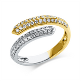 Ring 18 kt WG+GG, 1 Brill. 0,18 ct, TW-si, 30 Brill. 0,18 ct, TW-si