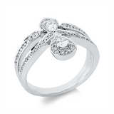 Ring 18 kt WG, 2 Tropfen 0,24 ct, TW-si, 48 Brill. 0,50 ct, TW-si