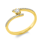 Ring 18 kt GG, 1 Brill. 0,11 ct, TW-si, 30 Brill. 0,10 ct, TW-si