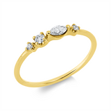 Ring 18 kt GG, 3 Brill. 0,07 ct, TW-pi, 1 Nav. 0,09 ct, TW-pi