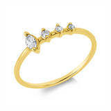 Ring 18 kt GG, 3 Brill. 0,05 ct, TW-pi, Nav. 0,08 ct, TW-pi