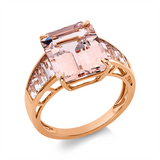 Ring 18 kt RG, 8 Morganit 1,20 ct pink, 1 Morganit 4,69 ct pink