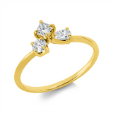 Ring 18 kt GG, 1 Tropfen 0,13 ct, TW-vsi, 1 Brill. 0,12 ct, TW-si, 1 Princ. 0,15 ct, TW-vsi