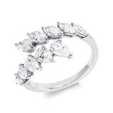 Ring 18 kt WG, 5 Nav. 0,99 ct, TW-si, 5 Tropfen 1,11 ct, TW-si