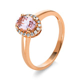 Ring 14 kt RG, 18 Brill. 0,11 ct, TW-si, 1 Morganit 0,66 ct pink