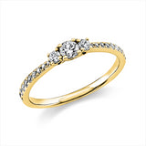 Ring 14 kt GG, 1 Brill. 0,15 ct, TW-si, 20 Brill. 0,22 ct, TW-si