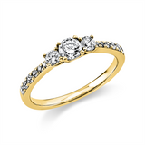 Ring 14 kt GG, 2 Brill. 0,19 ct, TW-si, 1 Brill. 0,26 ct, TW-si, 12 Brill. 0,15 ct, TW-si