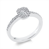 Ring 18 kt WG, 1 Sm.schliff 0,32 ct, TW-vsi, 30 Brill. 0,24 ct, TW-vsi