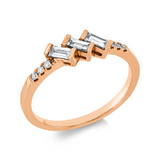 Ring 18 kt RG, 3 Bag. 0,25 ct, TW-vsi, 6 Brill. 0,05 ct, TW-si