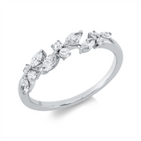 Ring 18 kt WG, 6 Brill. 0,12 ct, TW-pi, 6 Nav. 0,34 ct, TW-pi