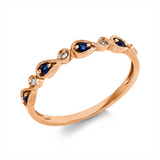 Ring 18 kt RG, 4 Brill. 0,02 ct, TW-si, 4 Saphire 0,09 ct blau