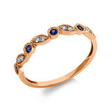 Ring 18 kt RG, 8 Brill. 0,06 ct, TW-si, 4 Saphire 0,07 ct blau