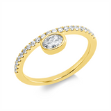 Ring 18 kt GG, 1 Oval 0,24 ct, TW-si, 21 Brill. 0,22 ct, TW-si