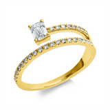 Ring 18 kt GG, 1 Sm.schliff 0,30 ct, TW-si, 27 Brill. 0,20 ct, TW-si