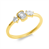 Ring 18 kt GG, 1 Oval 0,14 ct, TW-si, 1 Sm.schliff 0,31 ct, TW-si, 1 Brill. 0,07 ct, TW-si