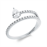 Ring 18 kt WG, 1 Tropfen 0,30 ct, TW-si, 27 Brill. 0,20 ct, TW-si
