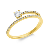 Ring 18 kt GG, 1 Brill. 0,20 ct, TW-si, 33 Brill. 0,15 ct, TW-si