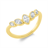 Ring 18 kt GG, 2 Nav. 0,21 ct, TW-si, 1 Nav. 0,19 ct, TW-si, 2 Nav. 0,12 ct, TW-si