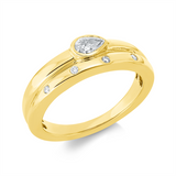 Ring 18 kt GG, 1 Tropfen 0,24 ct, TW-si, 4 Brill. 0,04 ct, TW-si