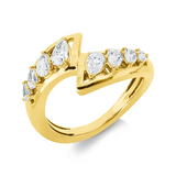 Ring 18 kt GG, 2 Tropfen 0,09 ct, 2 Tropfen 0,23 ct, 2 Tropfen 0,33 ct, 2 Tropfen 0,16 ct, TW-si