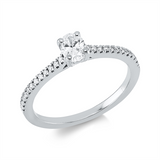 Ring 18 kt WG, 1 Oval 0,32 ct, TW-si, 24 Brill. 0,12 ct, TW-si