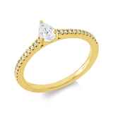 Ring 18 kt GG, 1 Tropfen 0,32 ct, TW-si, 24 Brill. 0,12 ct, TW-si