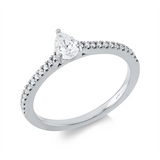 Ring 18 kt WG, 1 Tropfen 0,32 ct, TW-si, 24 Brill. 0,12 ct, TW-si