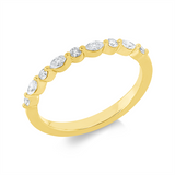 Ring 18 kt GG, 4 Nav. 0,14 ct, TW-si, 5 Brill. 0,11 ct, TW-si