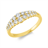 Ring 18 kt GG, 2 Brill. 0,17 ct, W-si, 20 Brill. 0,47 ct, W-si