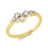 Ring 18 kt GG, 3 Brill. 0,33 ct, W-si, 6 Brill. 0,20 ct, W-si