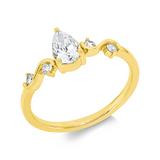 Ring 18 kt GG, 1 Tropfen 0,50 ct, TW-si, 4 Brill. 0,14 ct, TW-si